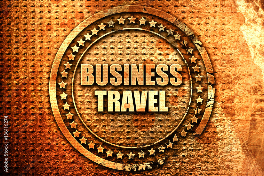 business travel, 3D rendering, text on metal business travel, 3D rendering, text on metal
