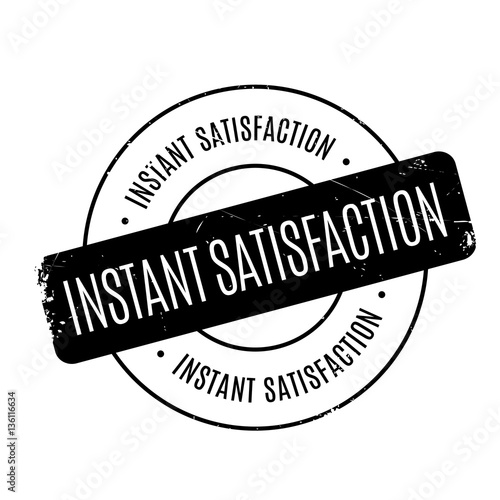 Instant Satisfaction rubber stamp. Grunge design with dust scratches. Effects can be easily removed for a clean, crisp look. Color is easily changed.