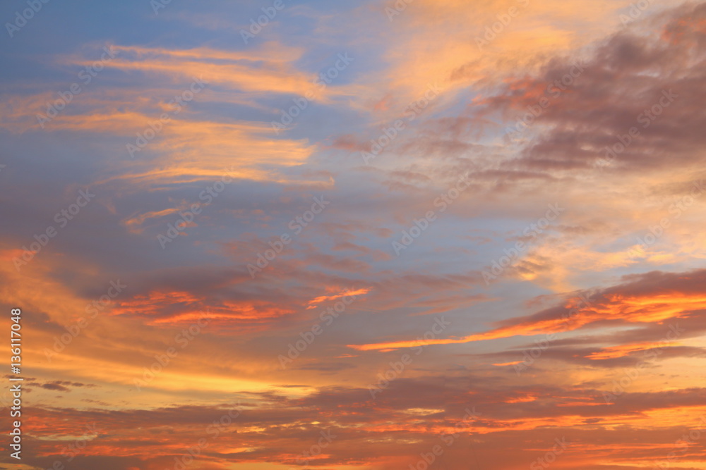 sky in sunset  and motion cloud, beautiful colorful evening nature