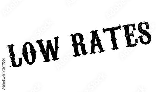 Low Rates rubber stamp. Grunge design with dust scratches. Effects can be easily removed for a clean, crisp look. Color is easily changed.