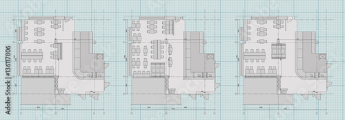 Standard cafe furniture symbols on floor plans