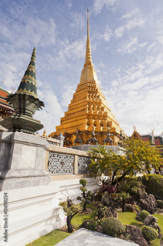 Golde Stupa near the Grand Palace in Bangkok Thailand 