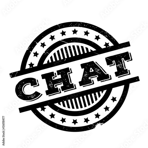 Chat rubber stamp. Grunge design with dust scratches. Effects can be easily removed for a clean, crisp look. Color is easily changed.