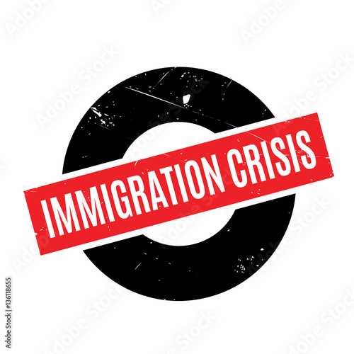 Immigration Crisis rubber stamp. Grunge design with dust scratches. Effects can be easily removed for a clean, crisp look. Color is easily changed.