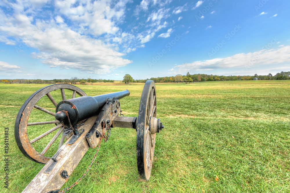 Old cannon in Manassas National Battlefield Park in Virginia 