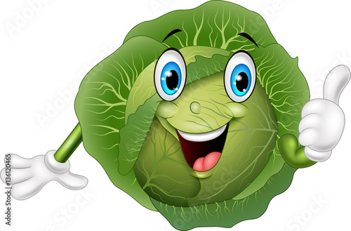 Cartoon cabbage giving thumbs up