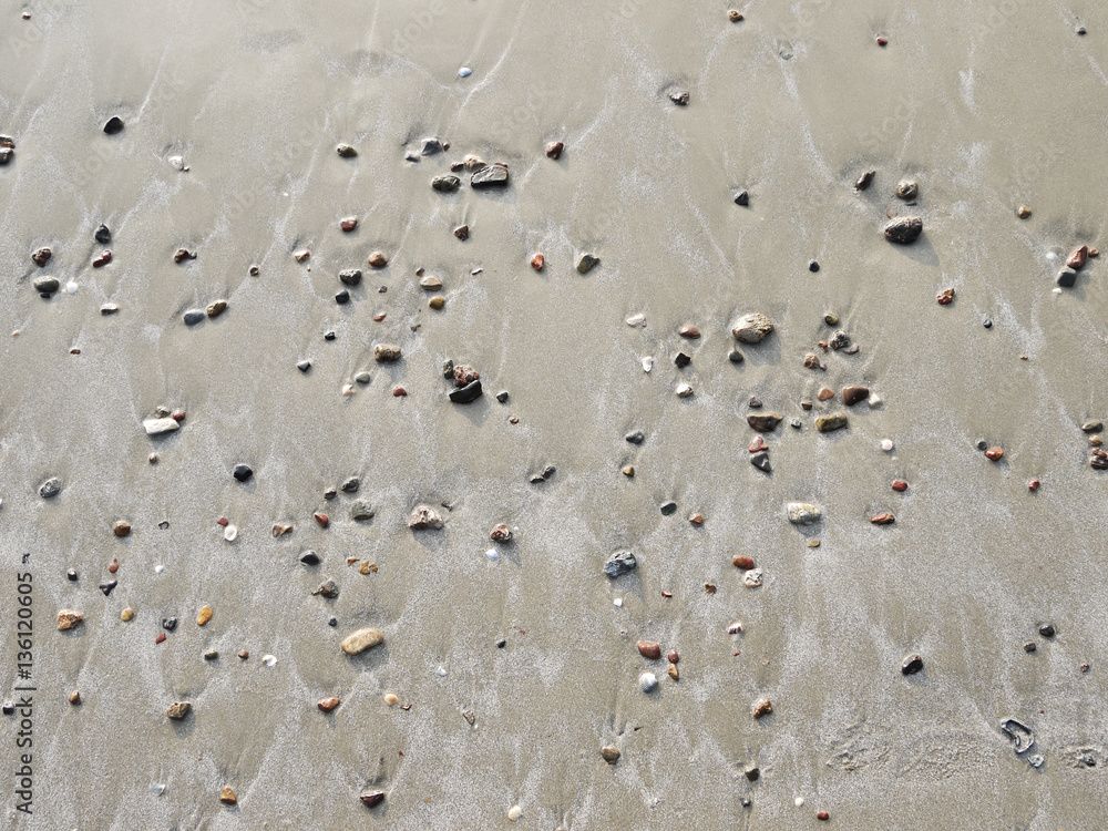 Sea stones and shell on sand beach texture under the surface Sea stones and shell on sand beach texture under the surface