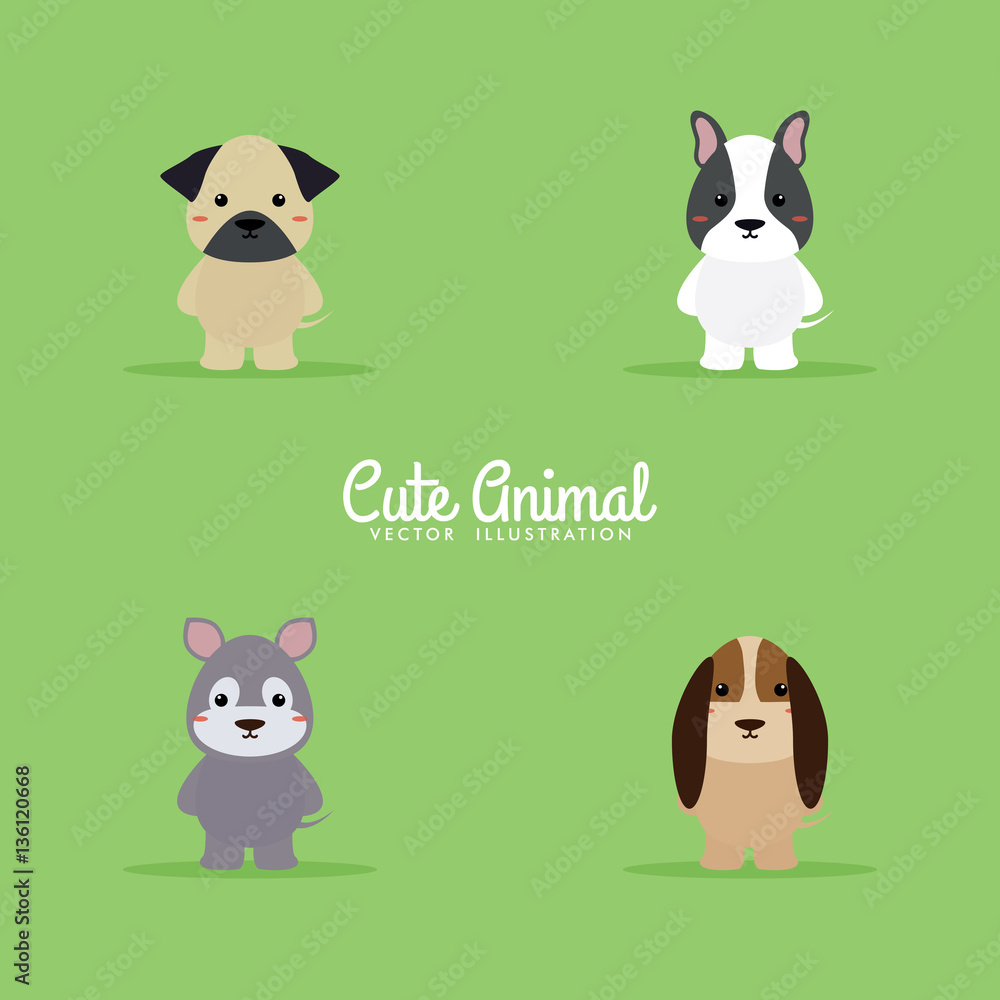 Fototapeta premium Cute Cartoon dogs
