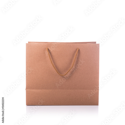 Brown paper bag. Studio shot isolated on white