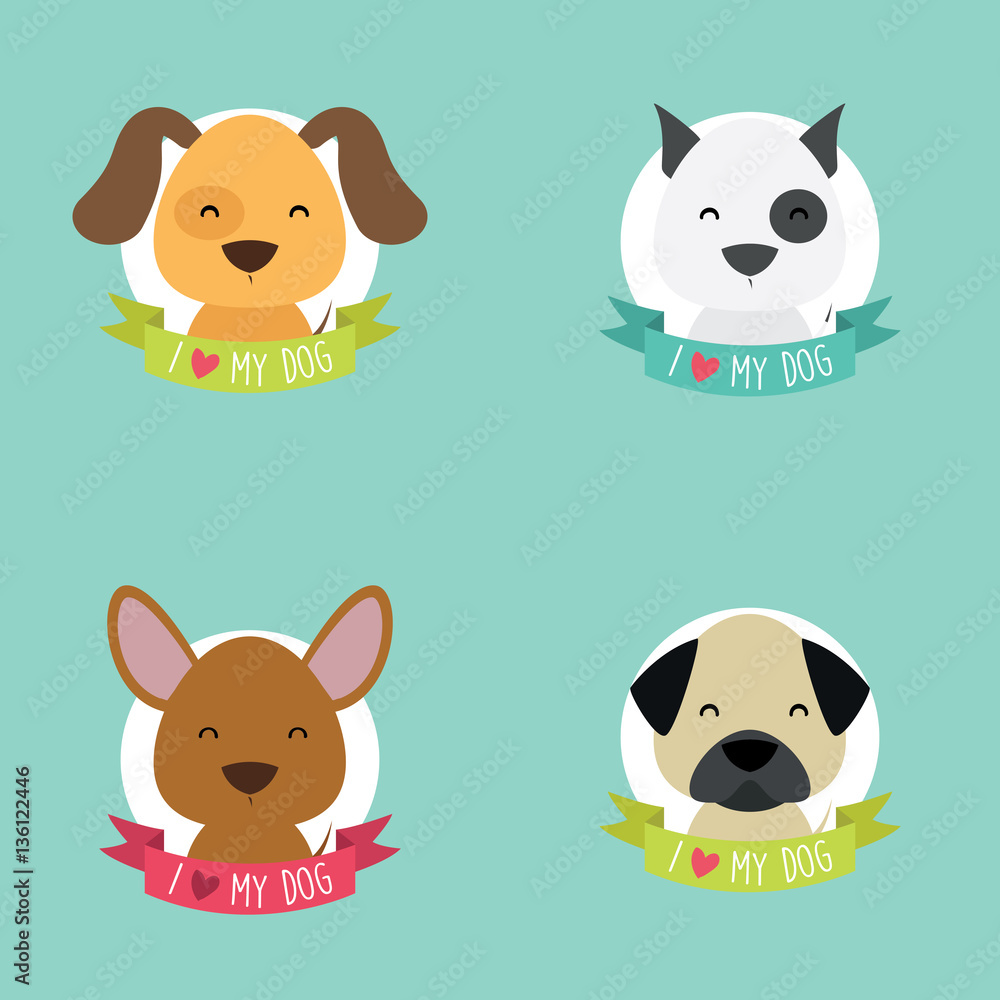 Fototapeta premium Cute Cartoon dogs