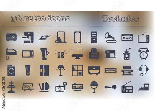 home retro appliances set. house technics Vector illustration collection