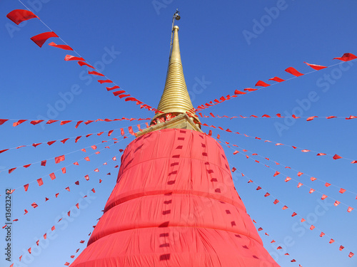 Golden mountain (phu khao thong), an ancient pagoda at Wat Saket temple in Bangkok, Thailand photo