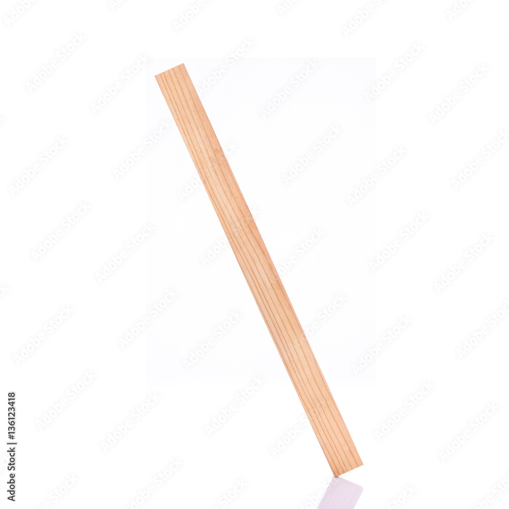 New piece long square pine wood. Studio shot isolated on white New piece long square pine wood. Studio shot isolated on white