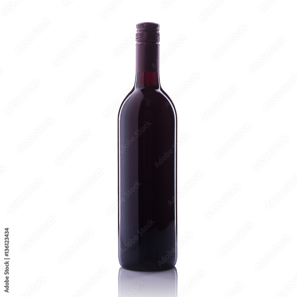 Bottle of red wine. Studio shot isolated on white