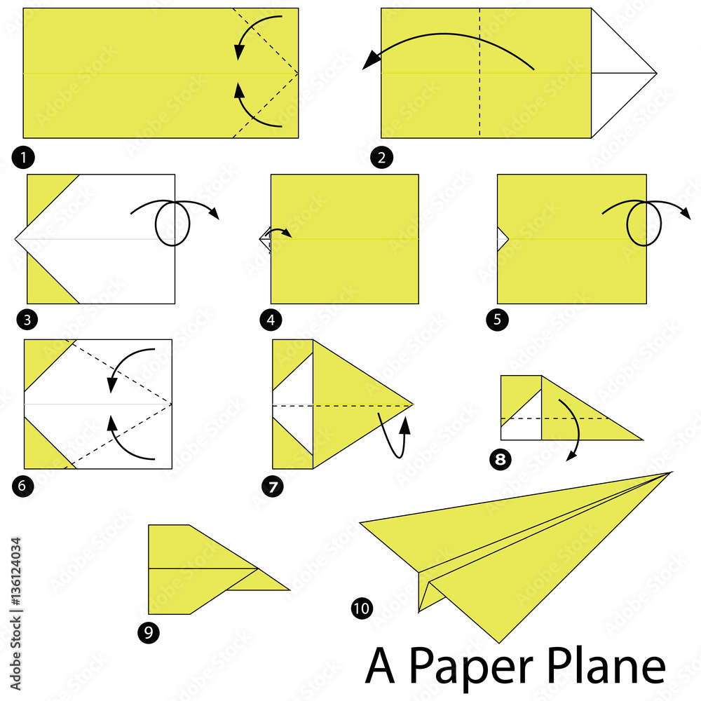 step by step instructions how to make origami A Paper Plane. Stock ...
