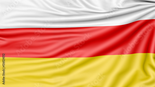 Flag of Ossetia  3d illustration with fabric texture