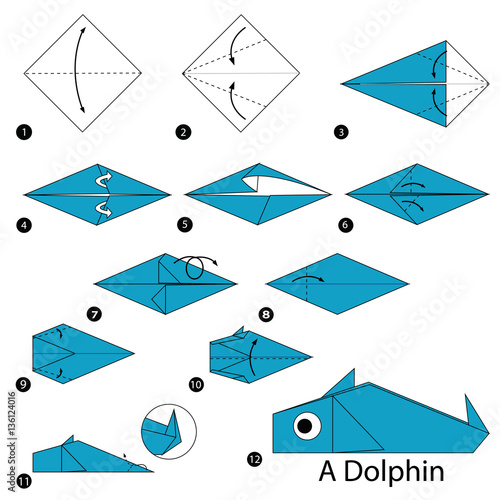 step by step instructions how to make origami A Dolphin.