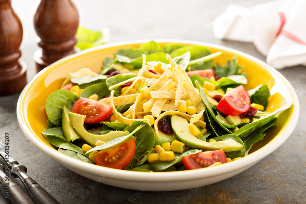 Mexican vegan salad with corn and avocado Mexican vegan salad with corn and avocado