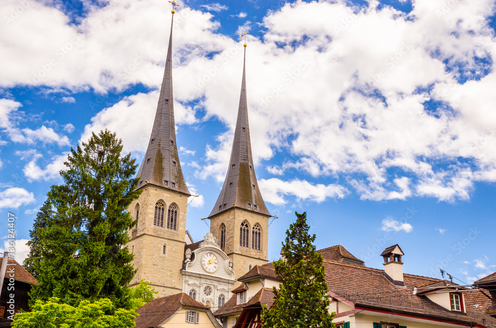 Obraz premium Hofkirche churc h in Lucerne, Switzerland