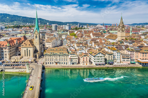 Historic city center of Zurich with river Limmat, Switzerland