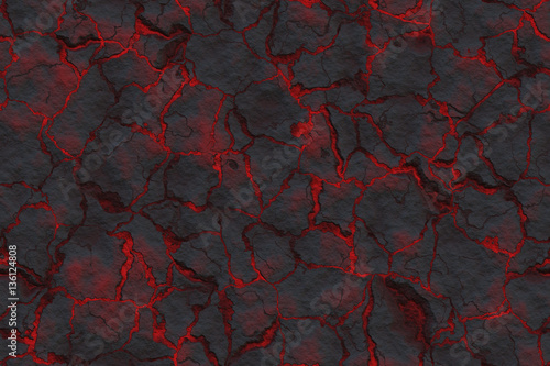 Fotografie Continuous cracky pattern with  hot lava