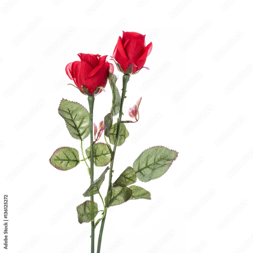 Red of artificial flower. Studio shot isolated on white Red of artificial flower. Studio shot isolated on white