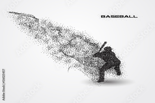 baseball player of a silhouette from particle