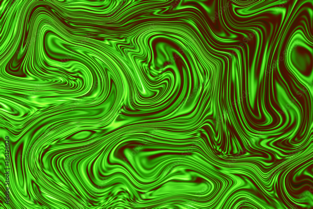 Bright green marble abstract background. Mesh liquid surface digital illustration.
