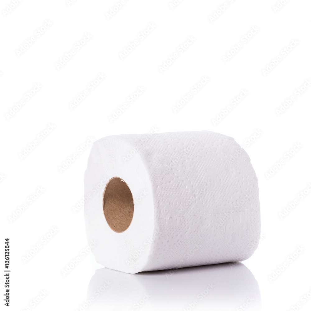 White toilet paper/tissue paper. Studio shot isolated on white White toilet paper/tissue paper. Studio shot isolated on white