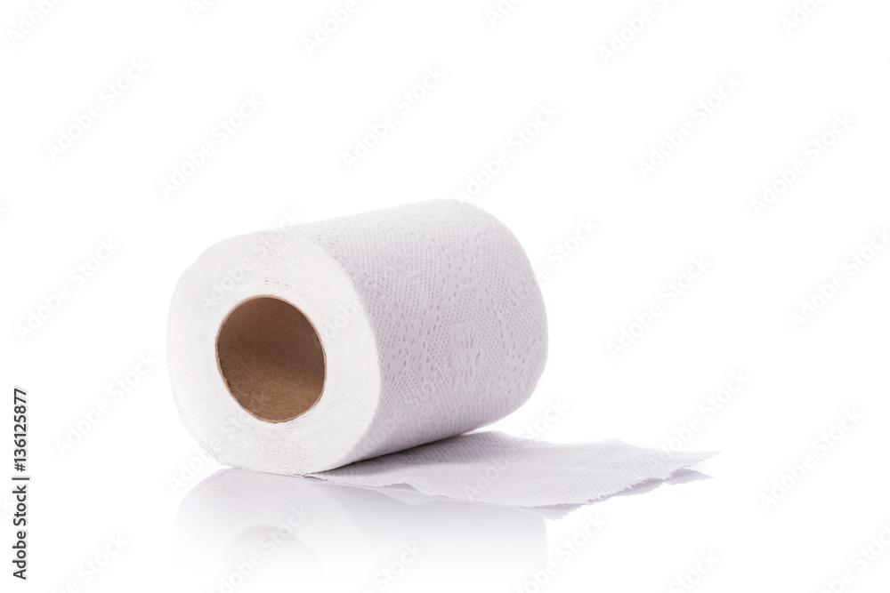 Fototapeta premium White toilet paper/tissue paper. Studio shot isolated on white