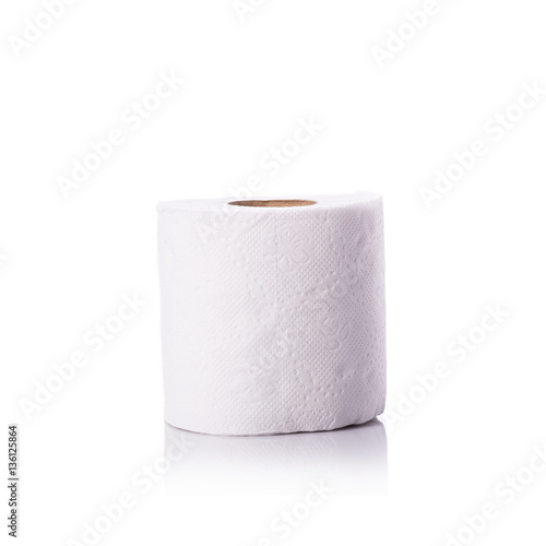 White toilet paper/tissue paper. Studio shot isolated on white