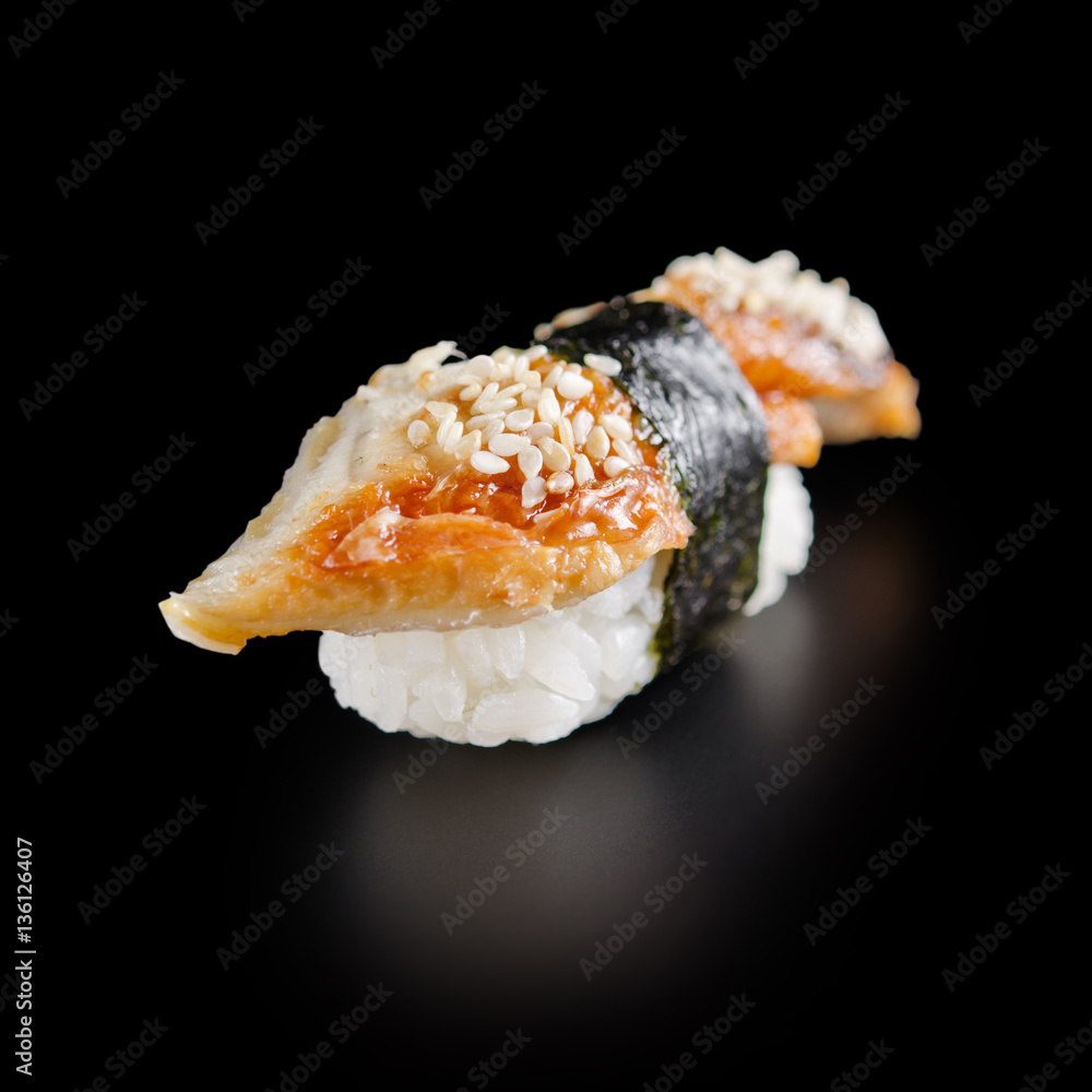 traditional fresh japanese sushi on a black background traditional fresh japanese sushi on a black background