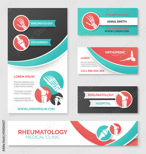 Medical clinic banner, card, flyer template design