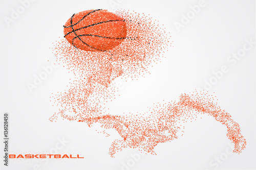 Basketball ball of a silhouette from particle