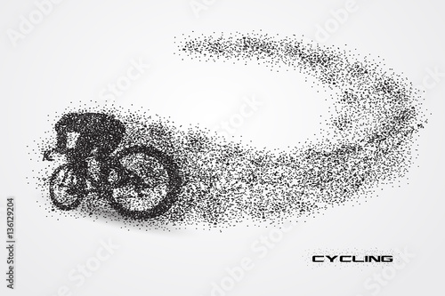 cycling bicycle of a silhouette from particle