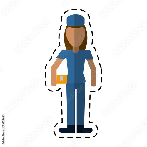 avatar woman delivery working box and cap uniform cutting vector illustration eps 10