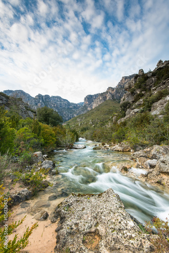 Fototapeta Naklejka Na Ścianę i Meble -  Fast flowing creek in Els Ports Natural Park, Spain