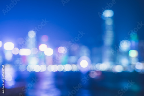 Blurred abstract background of cityscape at sea harbour hong kon