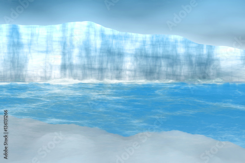 Arctic background with iceberg - 3D illustration 