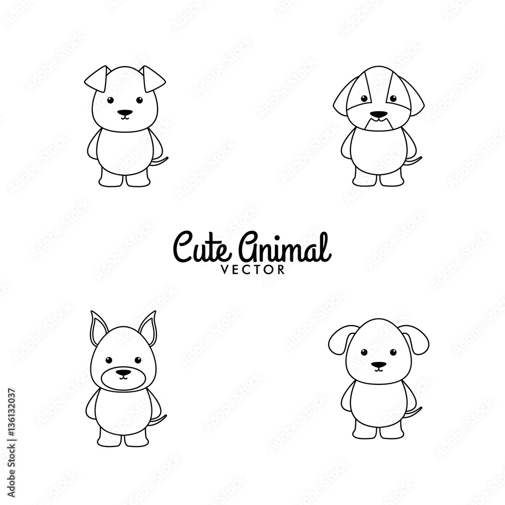 Obraz premium Cute Cartoon dogs