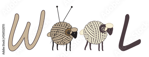 100% sheep's wool - vector illustration 