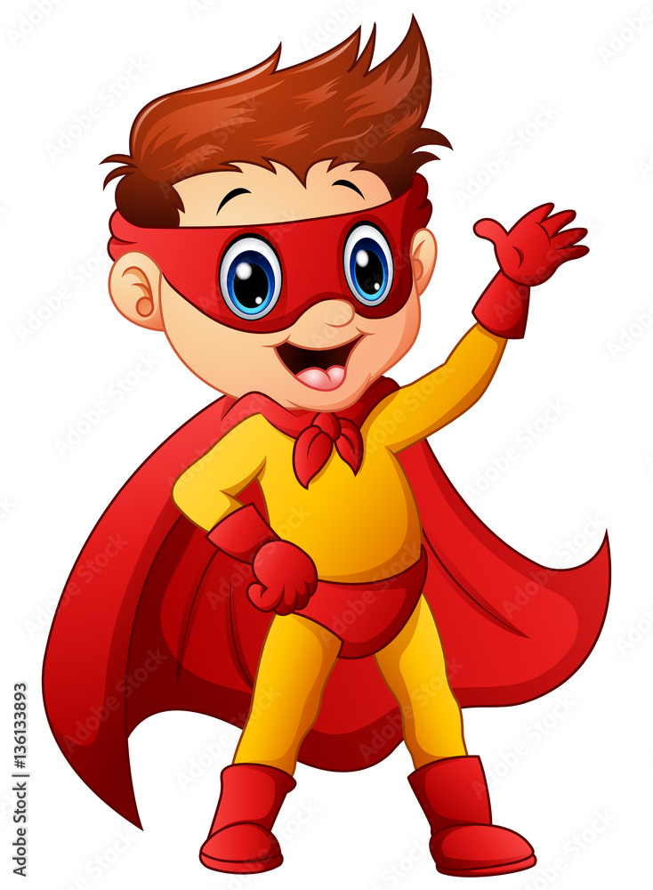 Superhero boy waving hand Superhero boy waving hand