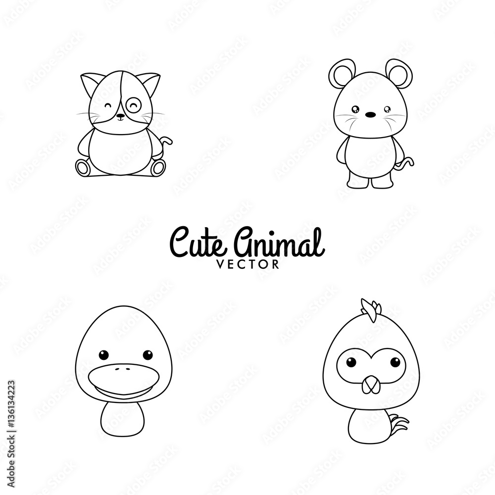 Obraz premium Cute Cartoon animals