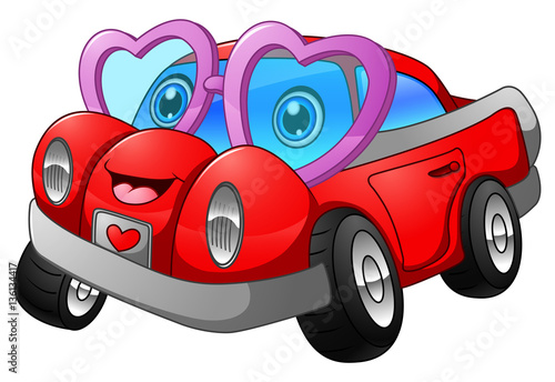 Cartoon car in love