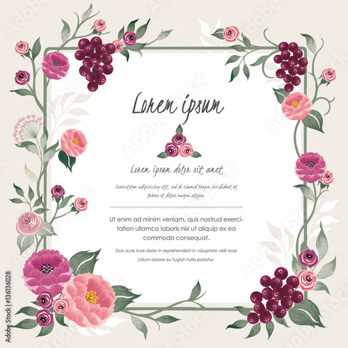  Vector illustration of a beautiful floral vine border with spring flowers for invitations and birthday cards 