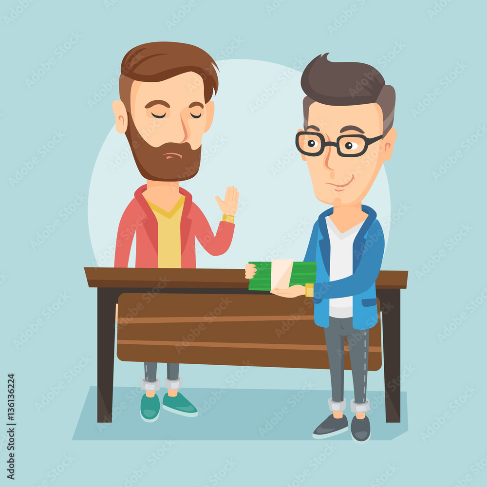 Fototapeta premium Uncorrupted business man refusing to take bribe.