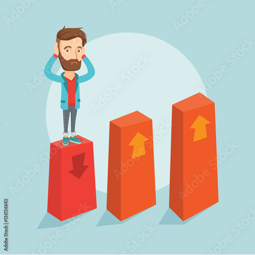 Bankrupt on chart going down vector illustration.