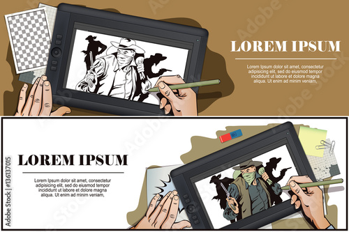 Robber running away with money. Cowboys wild west.