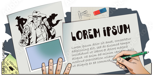 Robber running away with money. Cowboys wild west.