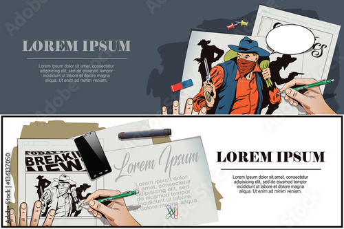 Robber running away with money. Cowboys wild west.